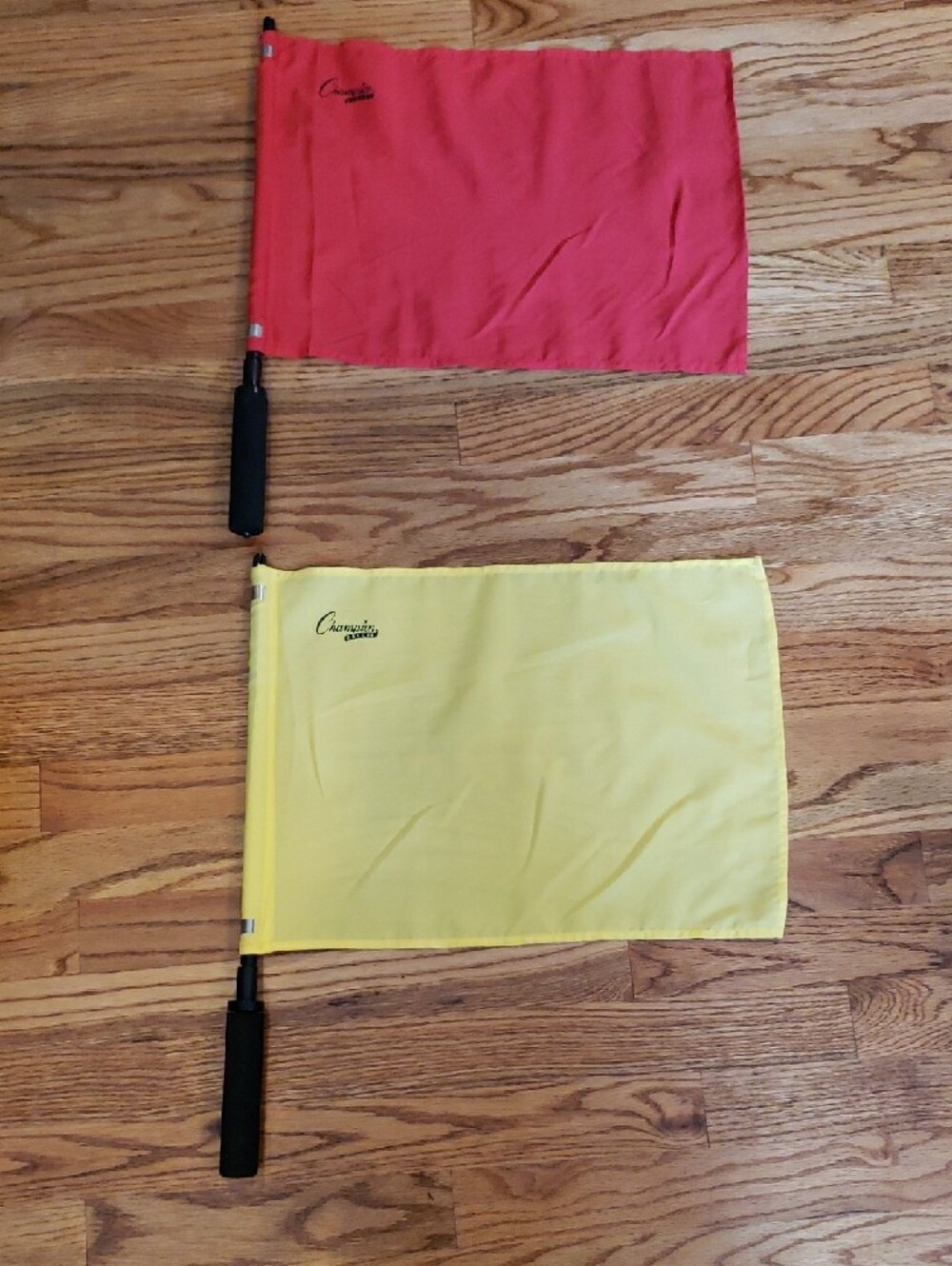 Champion Red and Yellow Referee Flags with Foam Handles (Set Of 2)